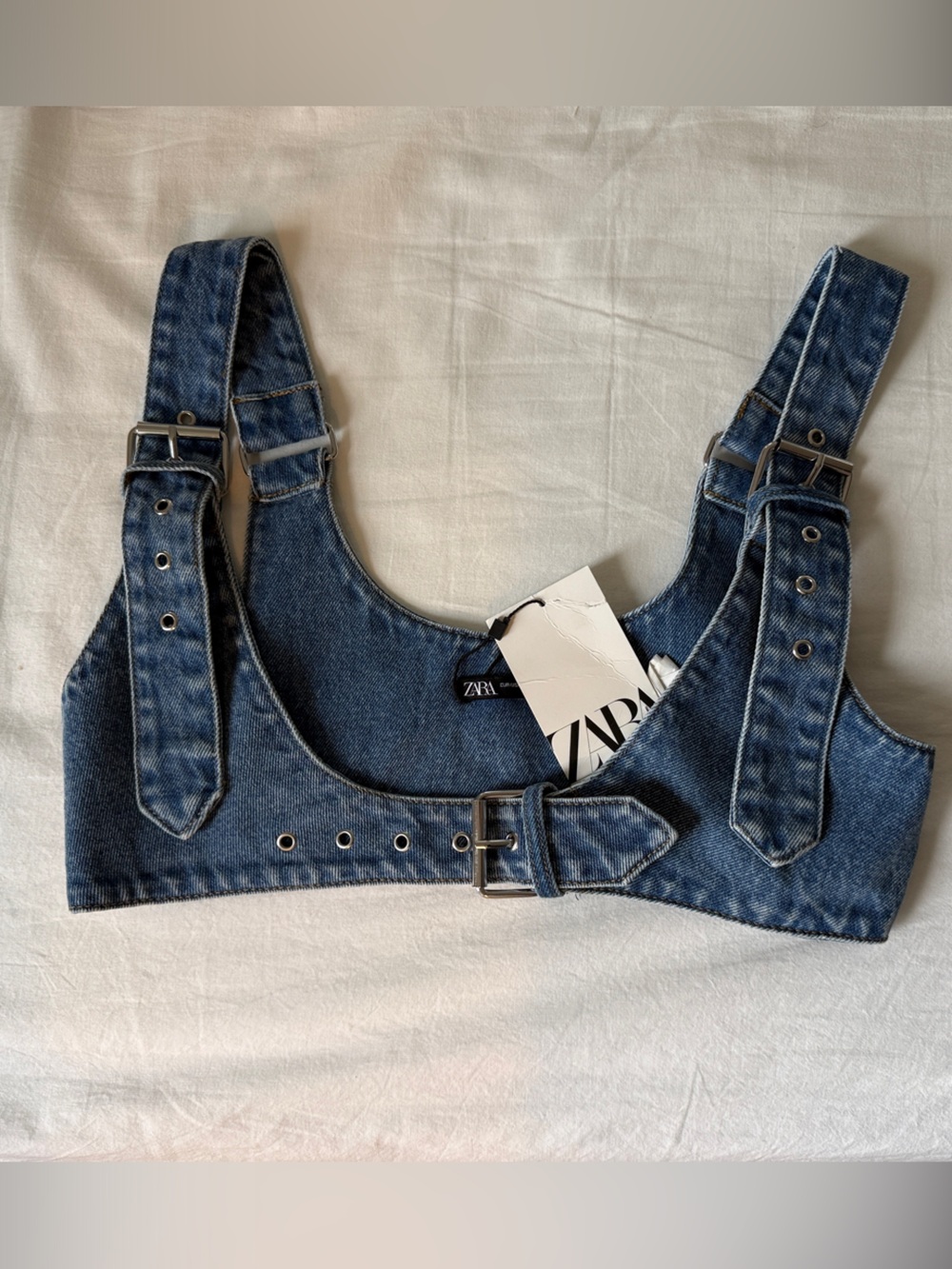ZARA Dark Blue Denim Harness Belt - Women's Overalls Accessory